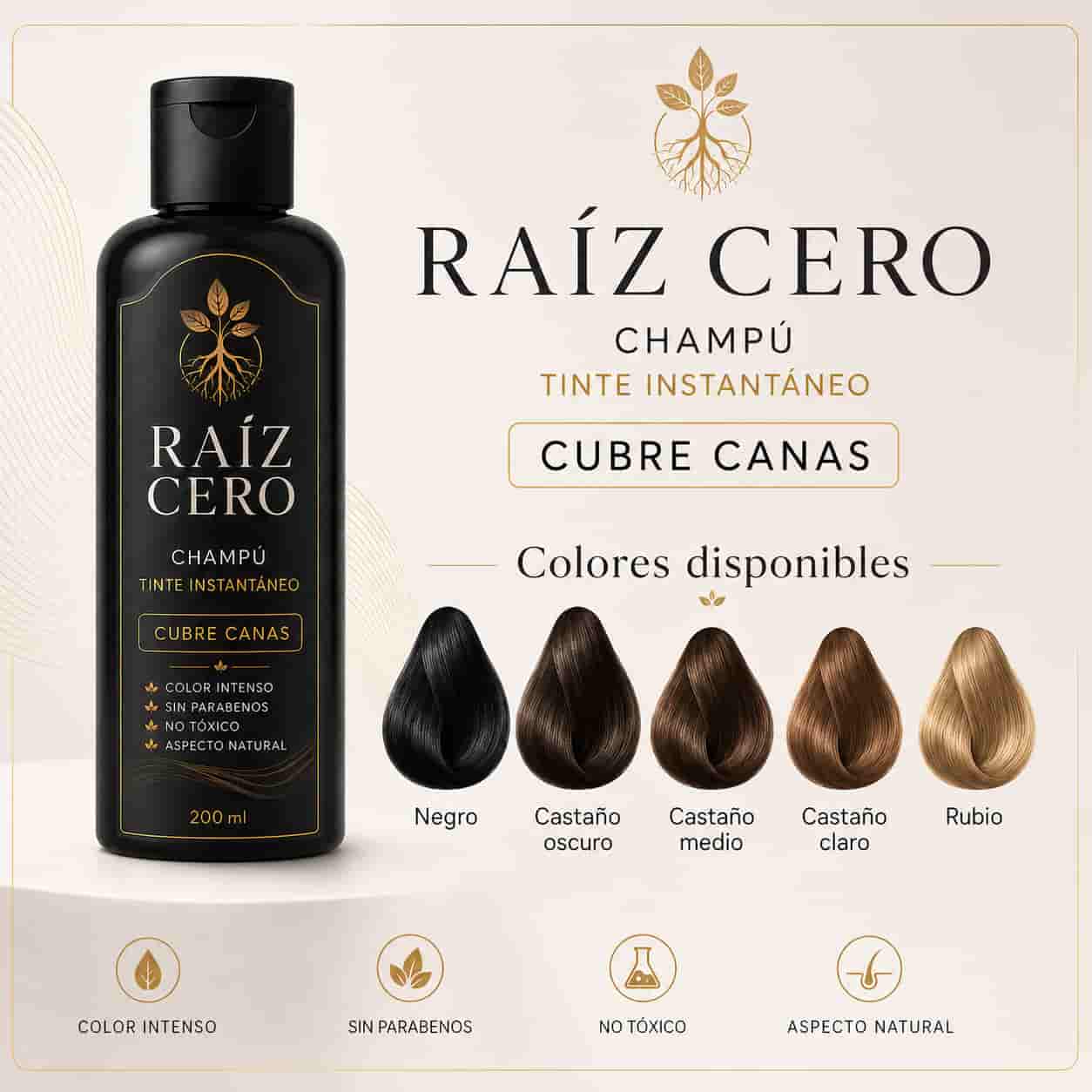 Raíz Cero® – Shampoo de tinte instantáneo. Tapá tus canas en minutos