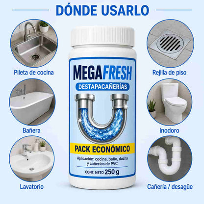 MEGAFRESH® – Chau cañerías tapadas y olor a podrido, resuelto por vos