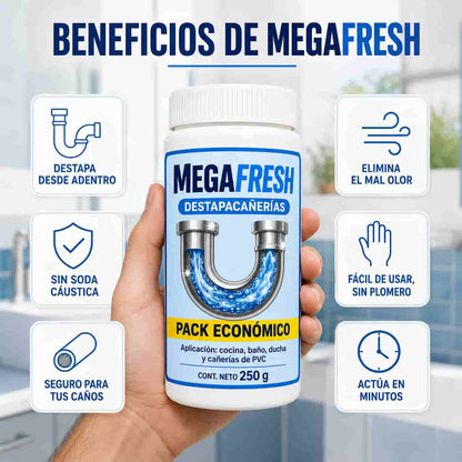 MEGAFRESH® – Chau cañerías tapadas y olor a podrido, resuelto por vos